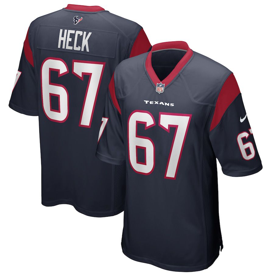Men Houston Texans 67 Charlie Heck Nike Navy Player Game NFL Jersey